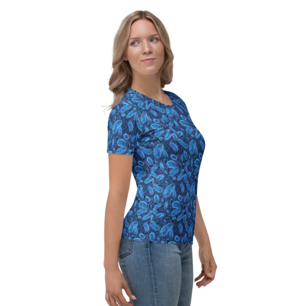 Women's T-shirt. Mitochondria and Logo bottom front and back neck. - Image 4