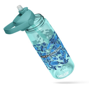 Flip straw water bottle. CamelbaK with custom mitochondria and Logo.